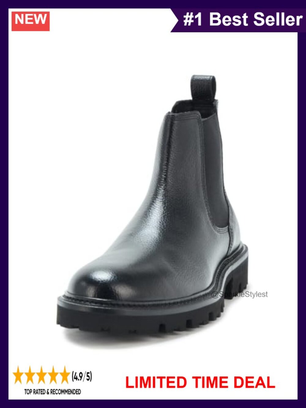 Leather Chelsea Ankle Boots Round Toe Flat Winter